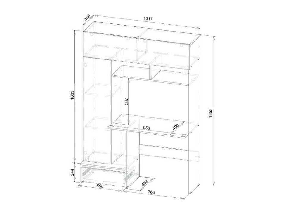Некст 1 комплект Дуб Золотой/Белый