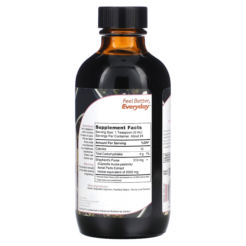 Zahler, PurePurse, пастушья сумка в жидкой форме, средство для поддержки менструального цикла, 118,3 мл (4 жидк. унции)