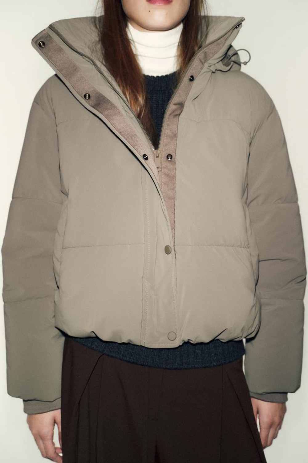 ZARA КОРОТКИЙ АНОРАК С КАПЮШОНОМ WATER REPELLENT WINDPROOF, РЫЖЕВАТО-КОРИЧНЕВЫЙ