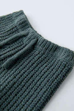 ZARA ТРИКОТАЖНЫЕ ШОРТЫ-БЕРМУДЫ, СВЕТЛО-БЕНЗИНОВЫЙ СИНИЙ