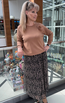 Итальянская двойная юбка на мягком поясе под леопард