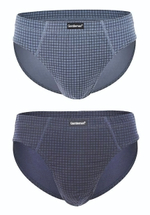Набор из 2 мужских трусов-слипов в мелкую клетку (Размер: L) (Цвет: серый с синим)