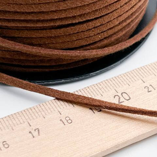 Шнур плоский, искусственная замша, цвет коричневый, ширина 2,5 мм, цена за 1 метр