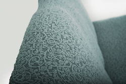 Чехол Жаккард без оборки на угловой диван, цвет Серый