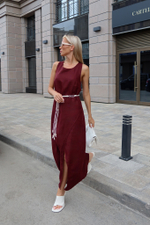 Платье изо льна в длине миди