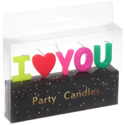 Свечи в торт «I LOVE YOU» (набор 5 шт), микс