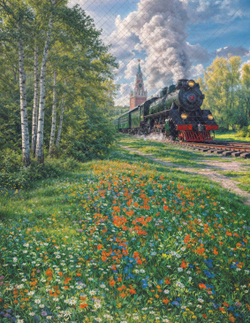 Паровоз (березы) - фон неопреновый