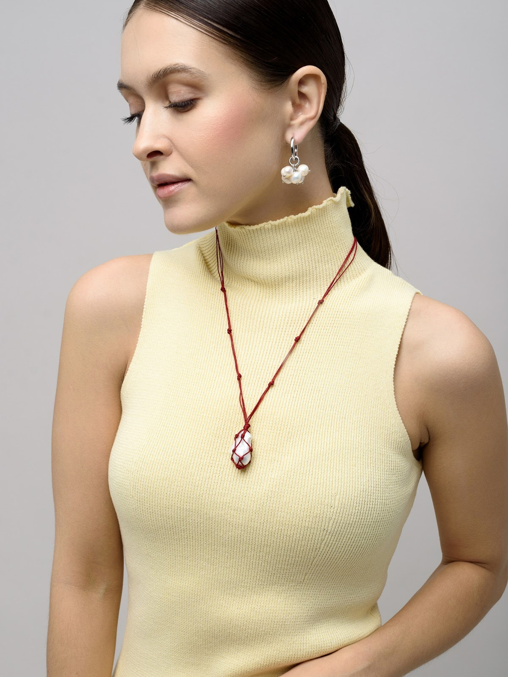 Колье "Cord Pearl" Bordo с жемчугом