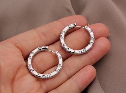 Серьги-Кольца "Конго" со стразами, 27мм