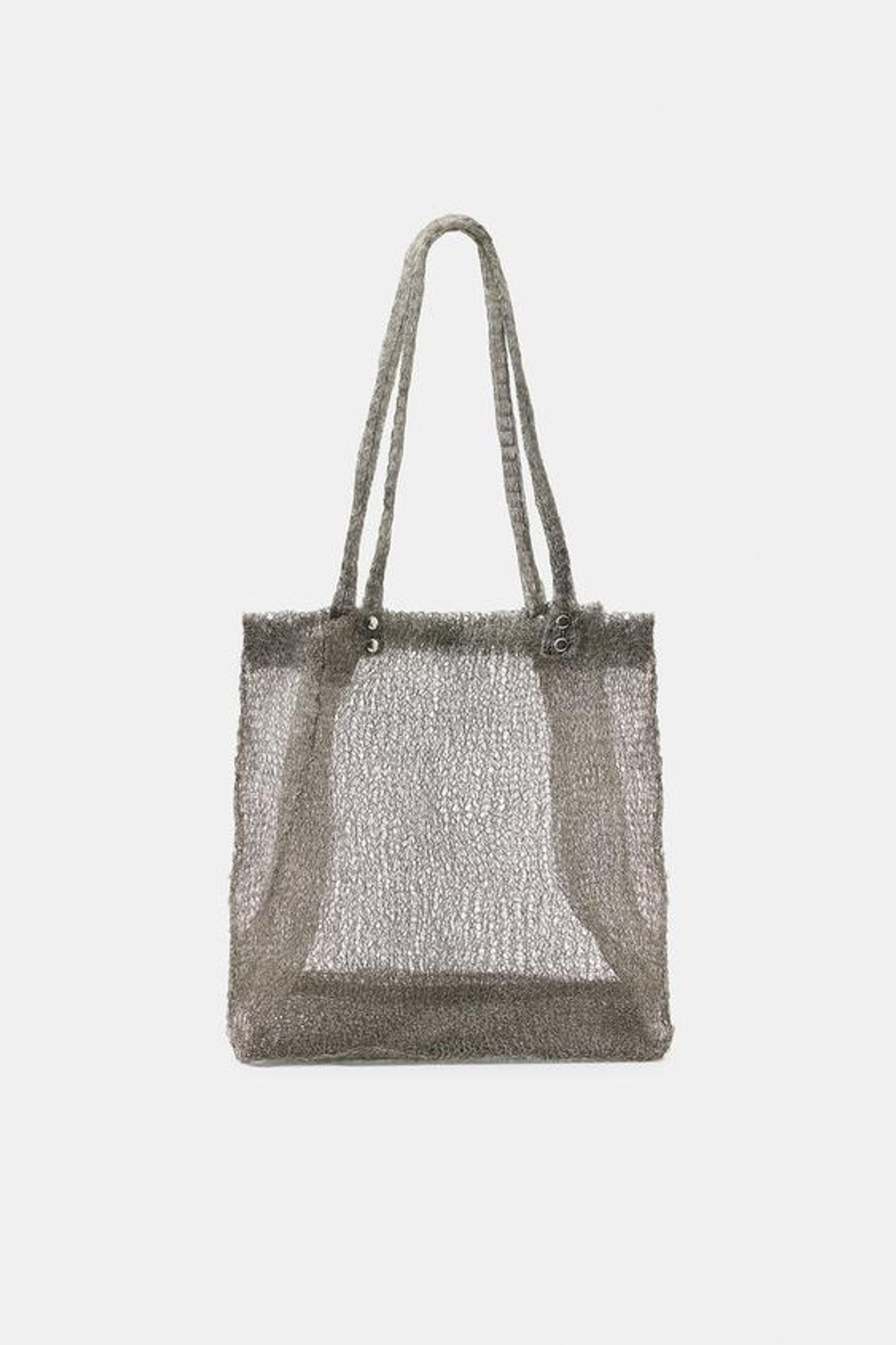 ZARA СУМКА ИЗ МЕТАЛЛИЧЕСКОЙ СЕТКИ, СЕРЕБРЯНЫЙ