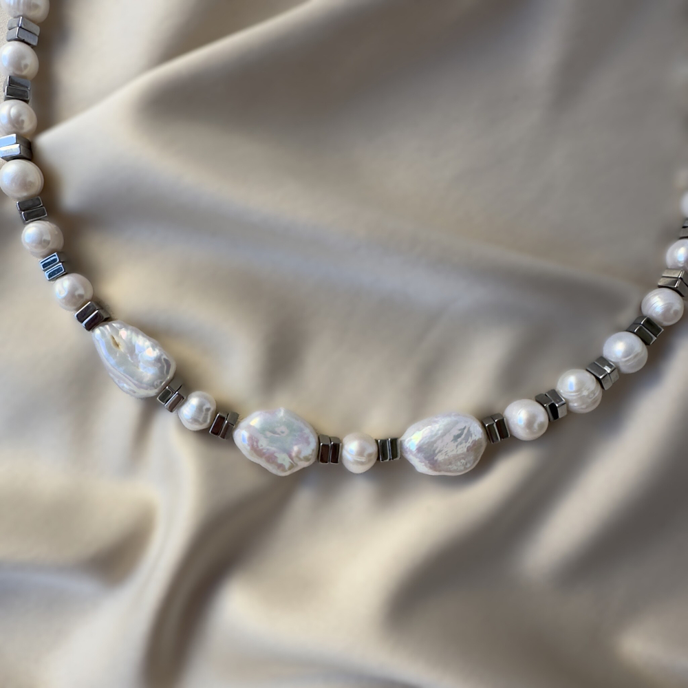 Колье-чокер "Гармония стихий" из натурального барочного жемчуга