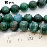 Фуксит (с кварцем), диаметр 10-10,2 мм, цена за 9 шт (1/4 нити)