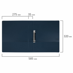 Папка на 2 кольцах, ПРОЧНАЯ, картон/ПВХ, BRAUBERG "Office", СИНЯЯ, 35 мм, до 180 листов, 271843