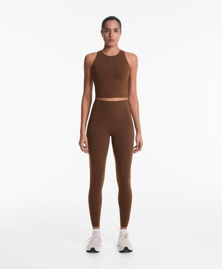 Oysho Майка Compressive, коричневый