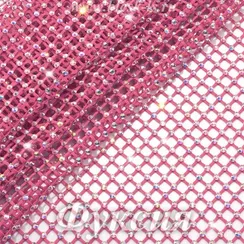 Сетка со стразами Кристалл АБ, Фуксия №77, розница от 30 см