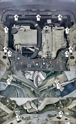 Защита картера двигателя, КПП. 1,5 мм, Сталь. для Geely Atlas 2024-н.в., Motodor.54207