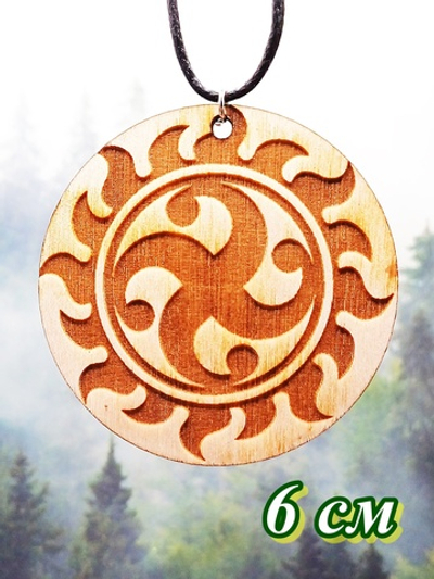Оберег славянский из дерева в машину двухсторонний Символ Рода/Цветок папоротника ( Одолень трава).