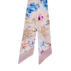 Шелковый твилли шарф Mollen Забава пудровый