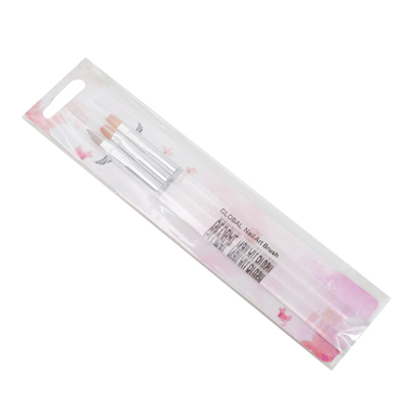 Набор кистей для геля Global Fashion, 3 шт (овал, ровная, острая)