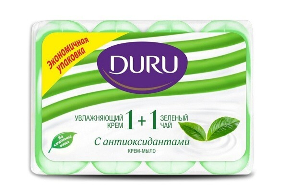 Duru Туалетн. мыло 1+1, 4x80гр. Крем + Зеленый чай *12* / 2040