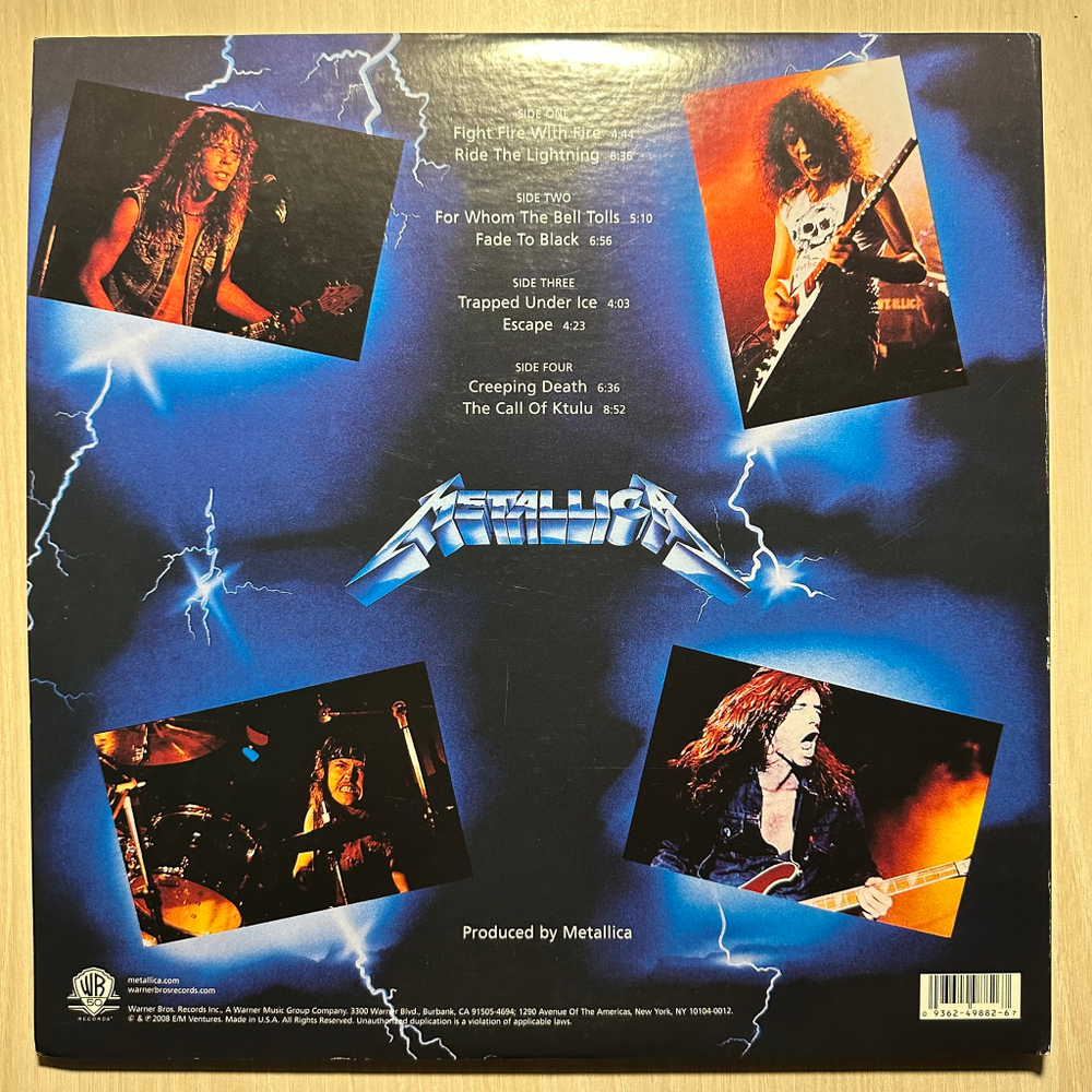 Metallica - Ride The Lightning (США 2008г.) 2х12" 45 RPM