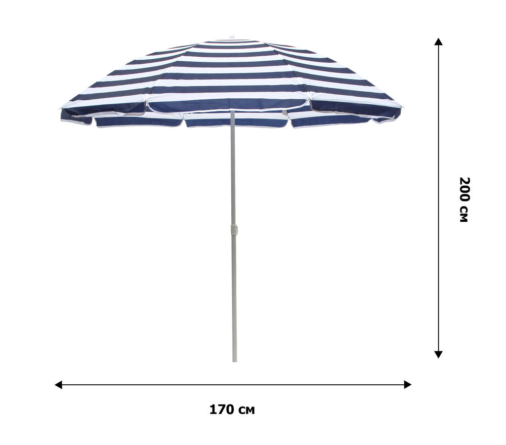 Зонт  2,0м бело-синяя полоска (уп.12шт.) 2 части арт.WRU051/2 "Garden story"
