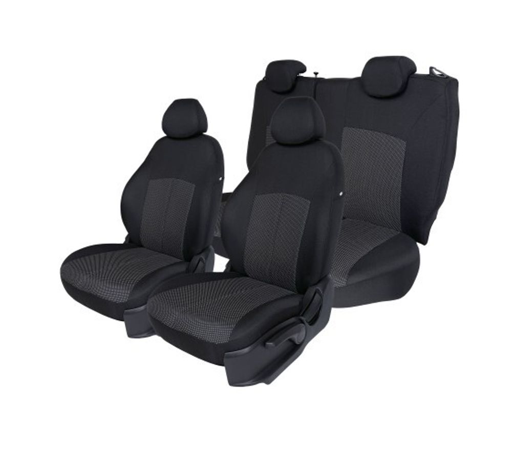 Чехлы на сиденье Renault Logan 2004-2013г. Жаккард черный (цельн. задн. спинка) (TREND NEW)