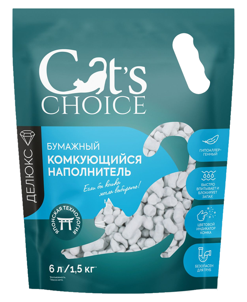 Cat's choice Бумажный наполнитель с цветовым индикатором комка 6л/1,5кг.