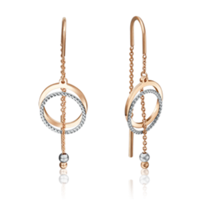 Серьги-продевки из комбинированного золота Артикул: 02-4141-00-000-1111-04