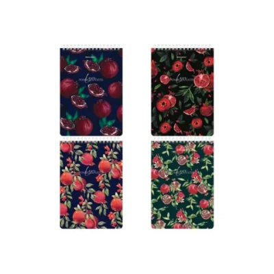 Блокнот А-5 греб. 60л. кл. лак , жесткая подложка, BRAUBERG, "Гранаты", 114366