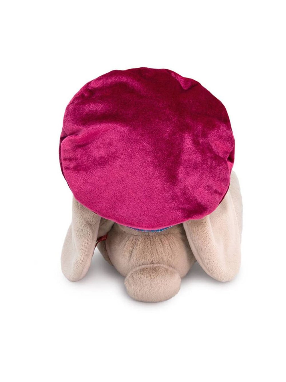 Мягкая игрушка Зайка Ми в бархатном берете и шарфе в клетку 18см