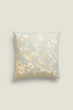 ZARA HOME ЧЕХОЛ ДЛЯ ДЕКОРАТИВНОЙ ПОДУШКИ С ЦВЕТОЧНЫМ УЗОРОМ, ЗЕЛЕНЫЙ