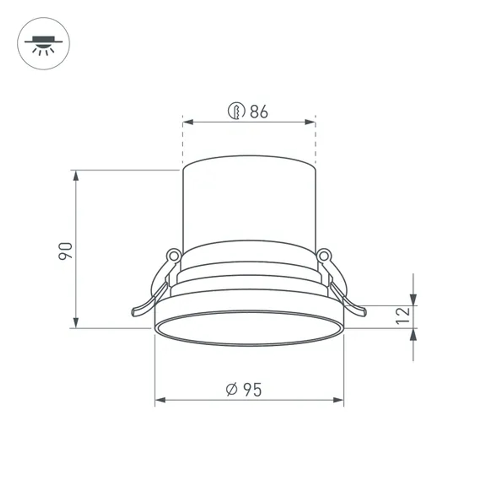 Светильник MS-VOLCANO-BUILT-R95-15W Warm3000 (BK, 38 deg, 230V) (Arlight, IP20 Металл, 5 лет) 035447