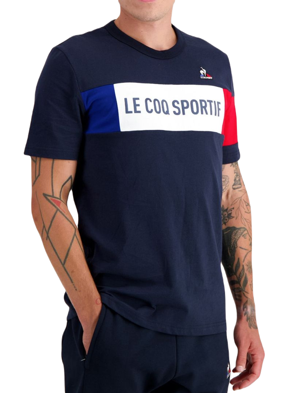 Мужская теннисная футболка Le Coq Sportif TRI Tee Short Sleeve N°1 SS23 - sky captain