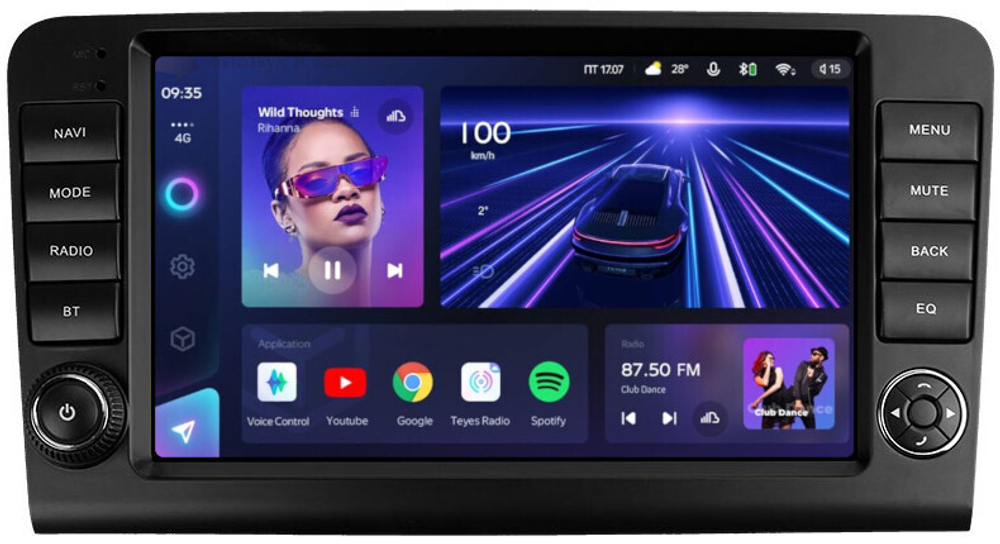 Магнитола для Mercedes-Benz GL (X164), ML (W164) 2005-2012 (рамка с крутилками и кнопками) - Teyes CC3L на Android 10, 8-ядер, CarPlay, 4G SIM-слот