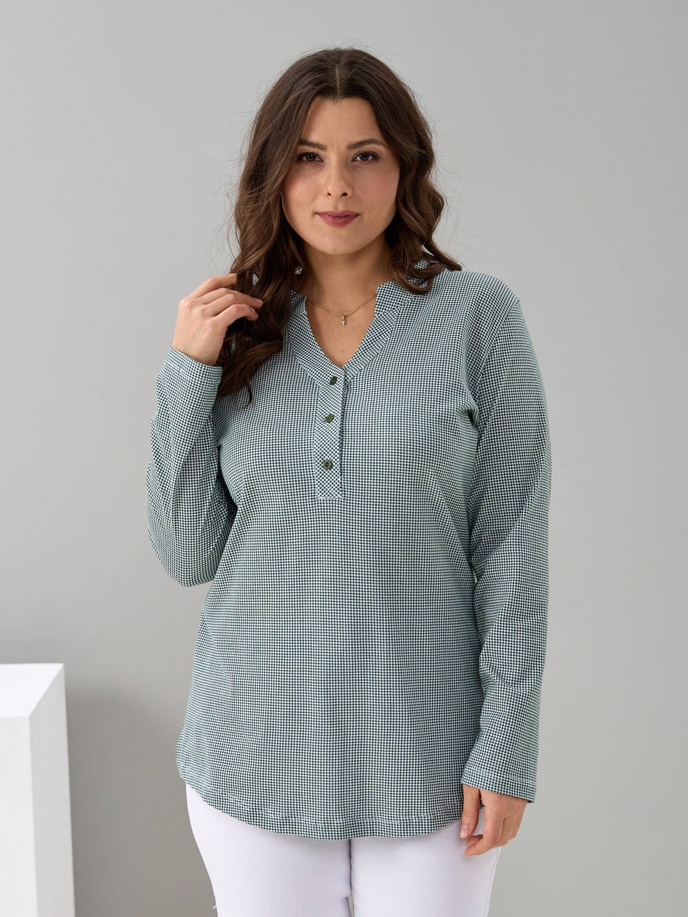 Блузка БЛ-22/гусинаялапка-зеленый