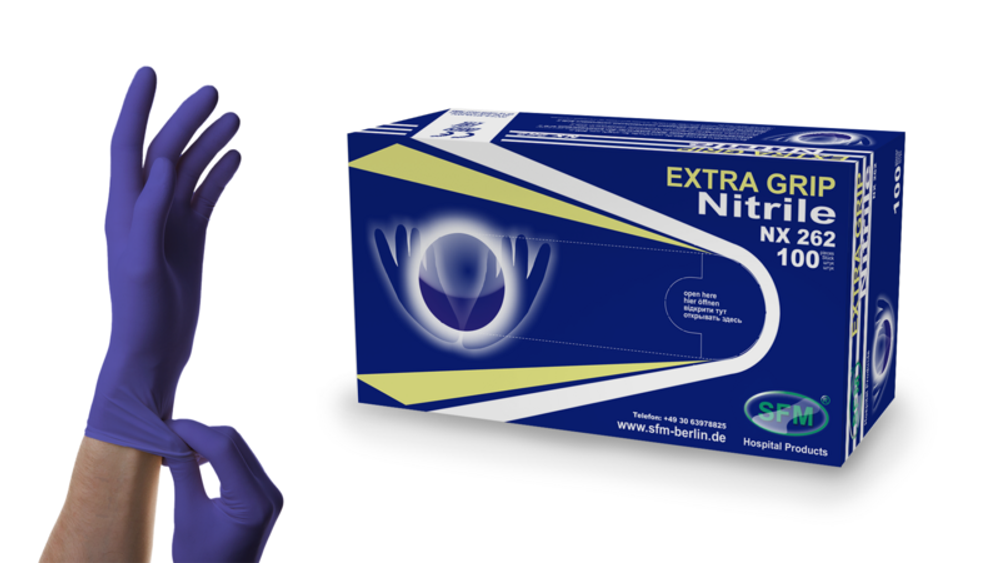 Перчатки нитриловые смотровые нестерильные неопудренные Extra Grip SFM 50 пар
