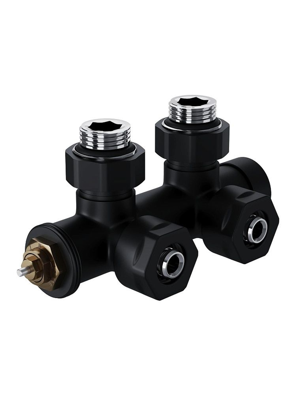 Узел нижнего подключения Royal Thermo Design PRO 15мм угловой М30х1,5 (черный)