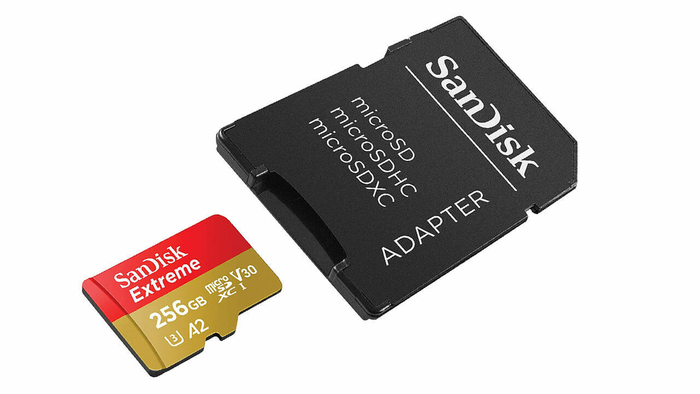 Карта памяти SanDisk Extreme microSDXC 256 ГБ Class 10, V30, A2, U3 с адаптером