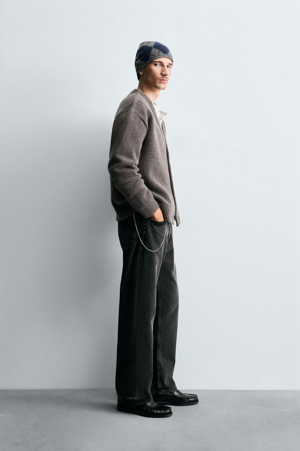 ZARA КАРДИГАН ИЗ РЕЛЬЕФНОГО ТРИКОТАЖА, СЕРЫЙ