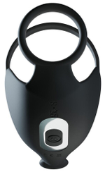 Черная вибронасадка для эрекции и стимуляции мошонки Cock ring with RC ball massager