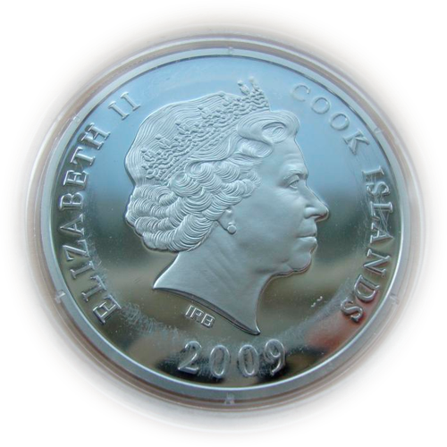 О-ва Кука 10 долларов 2009 Россия Медный всадник Памятник Петру I Мировые памятники 3D ПРУФ СЕРЕБРО