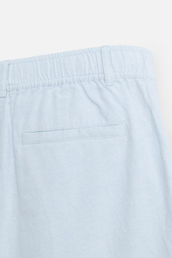 ZARA ШОРТЫ ИЗ ХЛОПКА И ЛЬНА, СВЕТЛО-ГОЛУБОЙ