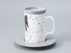 Бокал с блюдцем Тотем в подарочной упаковке, рисунок Волк, арт. 81.28374.00.1