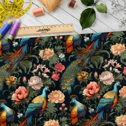 Ткань премиум шелк искусственный Армани райский сад