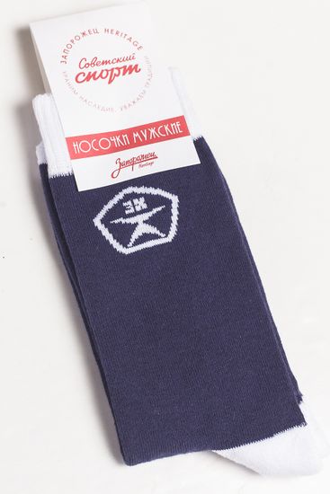 Носки ЗАПОРОЖЕЦ х СОВЕТСКИЙ СПОРТ ЗК махровые (Синий (Темно-Синий/Белый), 40-44)