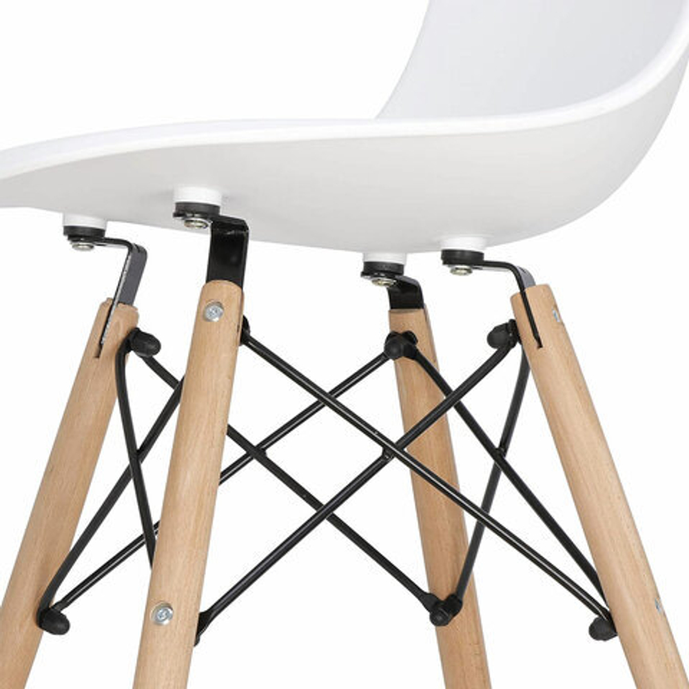 Стулья BRABIX "Eames CF-010", КОМПЛЕКТ 4 шт., пластик белый, опоры дерево/металл, 532630, 2033A