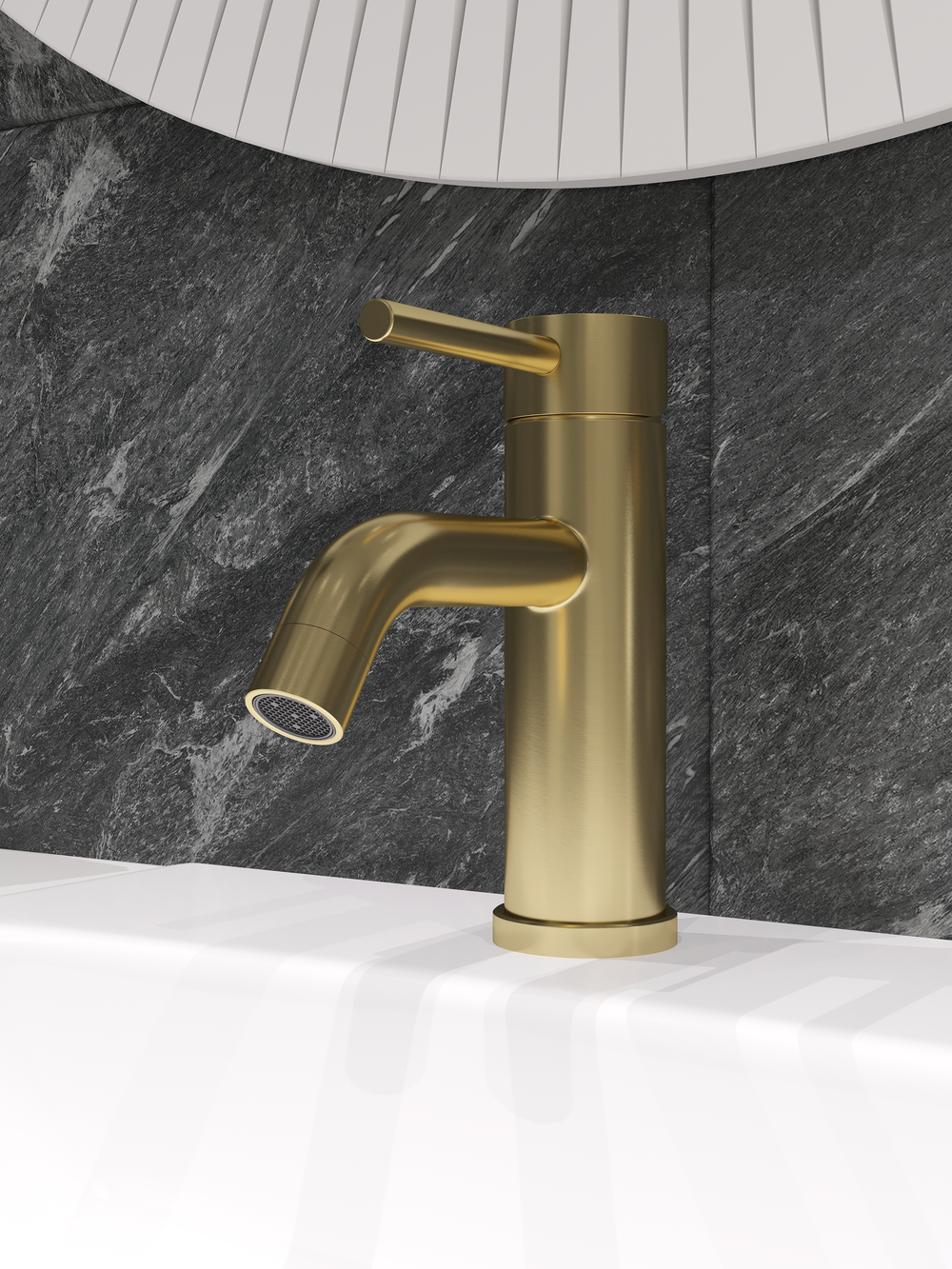 Смеситель для раковины STWORKI Киркенес S45010GM матовое золото