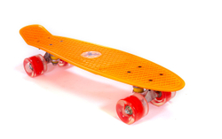 Скейтборд TRIX мини 22" 56 см , пластик, подвеска-алюм., колеса светящиеся PU 45х60 мм красные, ABEC 7, оранжевый