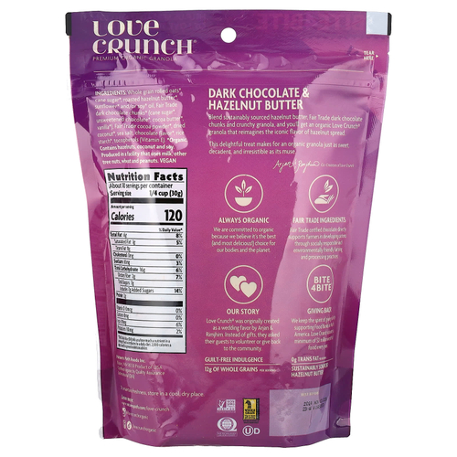 Nature's Path, Love Crunch®, органическая гранола премиального качества, темный шоколад и паста из фундука, 300 г (10,6 унции)